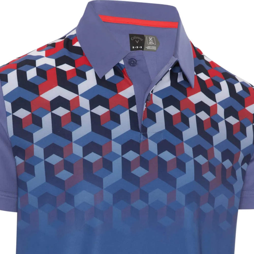 Fearlessly You Callaway Ombre 3D Chev Geo Polo Shirt - Bijou Blue