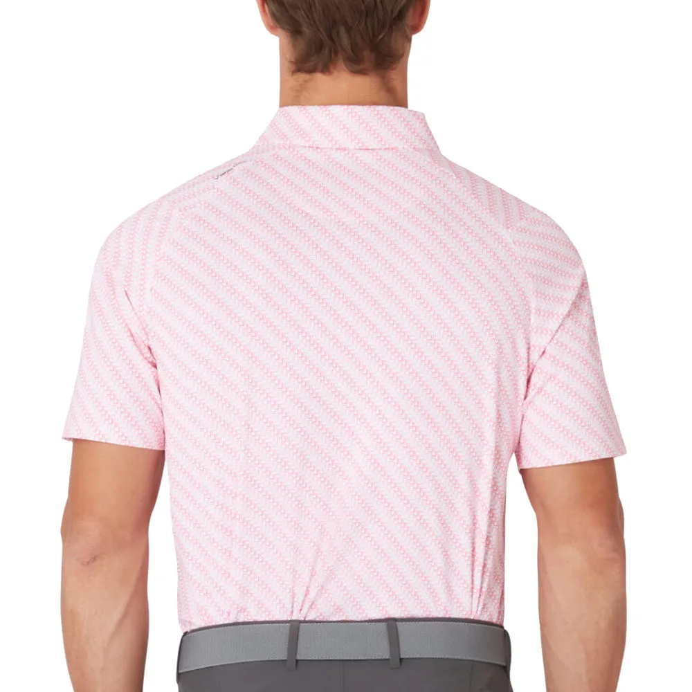 Callaway Twill Print Polo Shirt - Strawberry Pink Steal Spring Sale