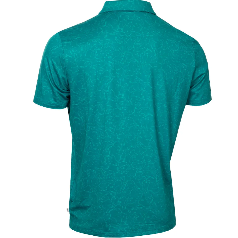 Calvin Klein Abstract Watercolour Printed Polo Shirt - Sea Green Budget Friendly