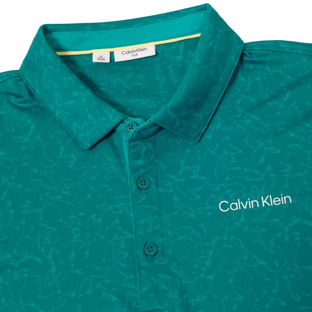 Calvin Klein Abstract Watercolour Printed Polo Shirt - Sea Green Move Beyond Ordinary