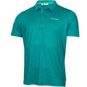 Calvin Klein Abstract Watercolour Printed Polo Shirt - Sea Green Winter Sale