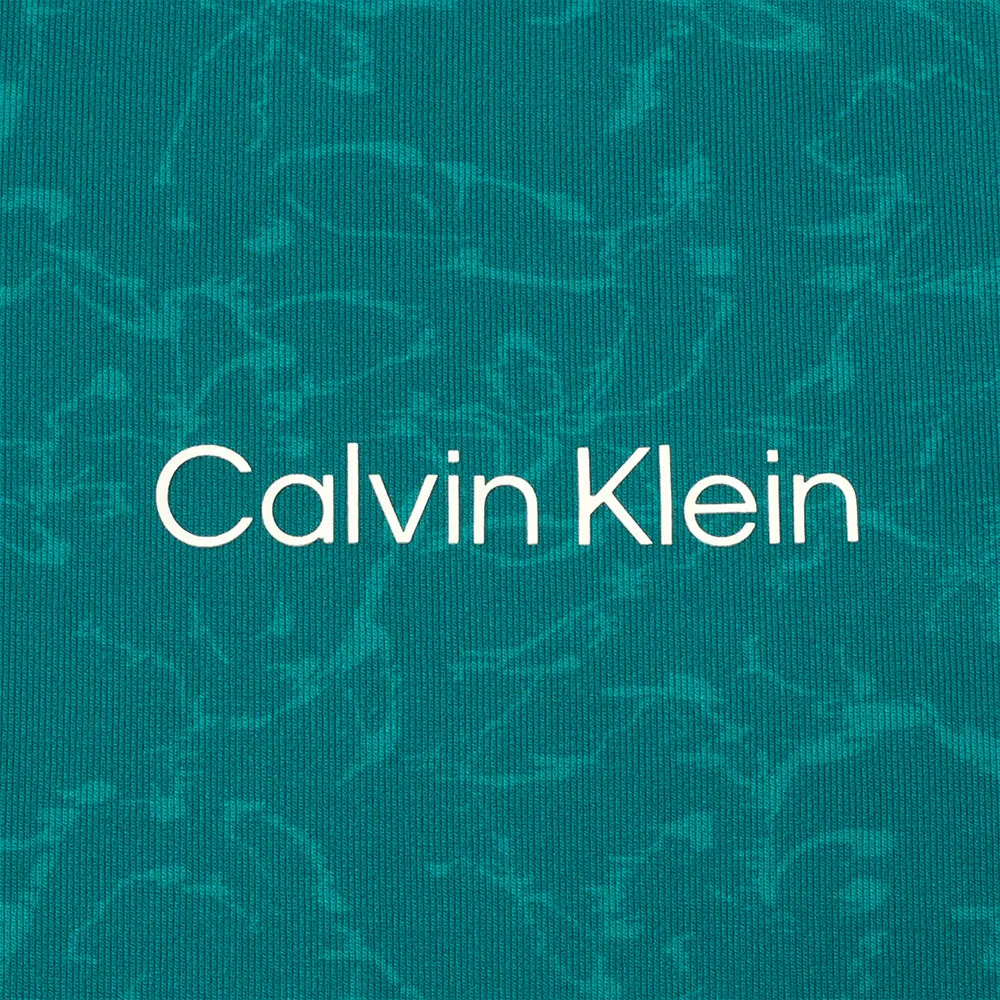 Footwear for the Fearless Built to Perform Calvin Klein Abstract Watercolour Printed Polo Shirt - Sea Green