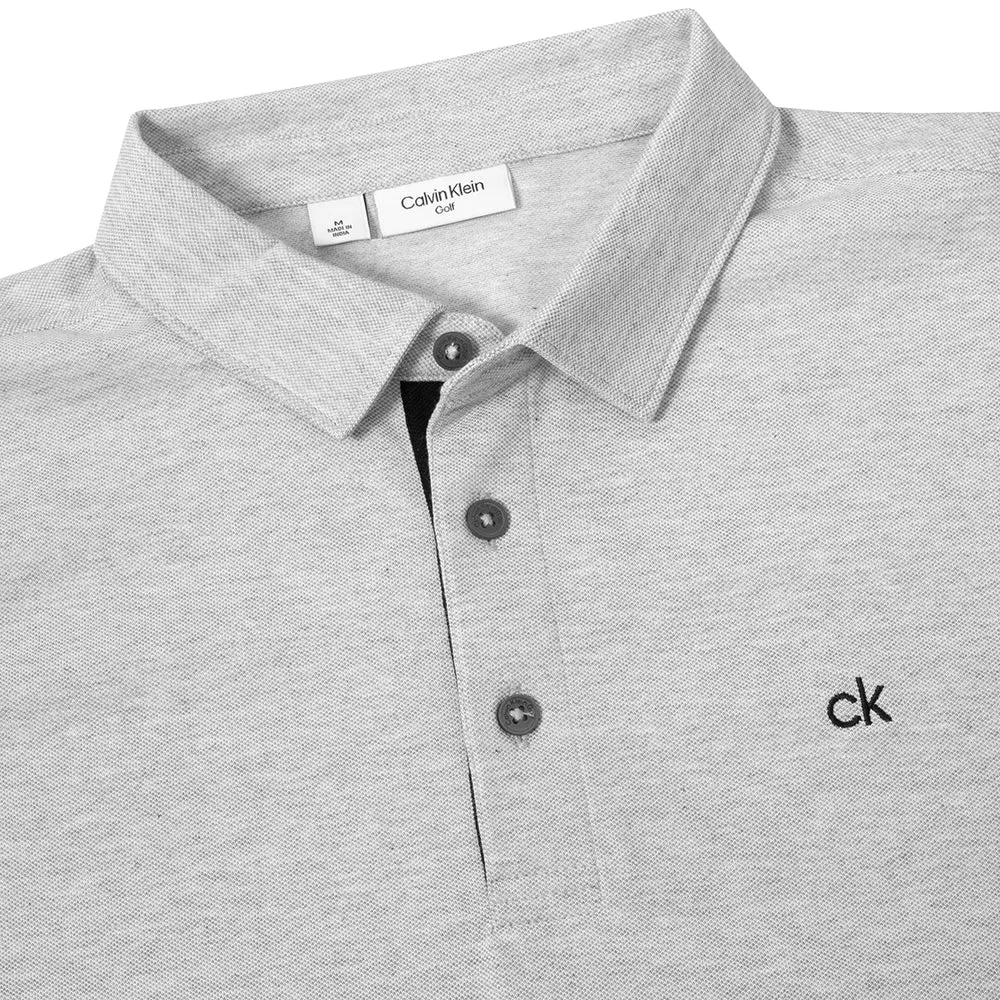 Built to Move You Calvin Klein Bayard Long Sleeve Polo Shirt - Silver Marl