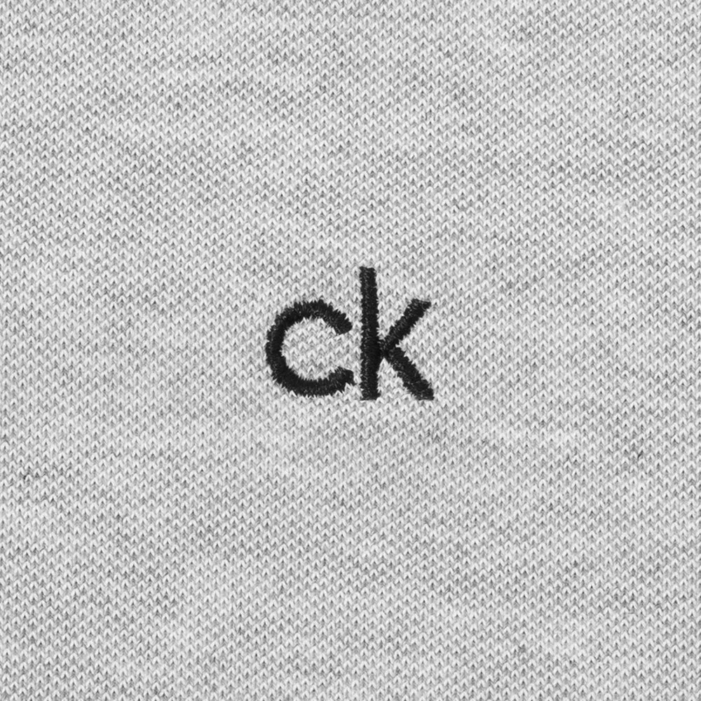 Define Your Own Way Calvin Klein Bayard Long Sleeve Polo Shirt - Silver Marl