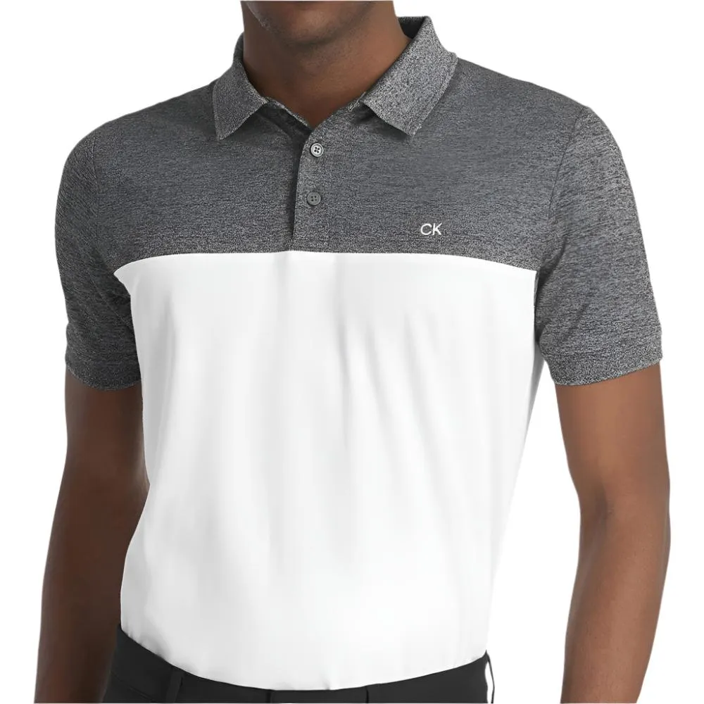 Walk with Power Calvin Klein Colour Block Polo Shirt - Charcoal Marl/White