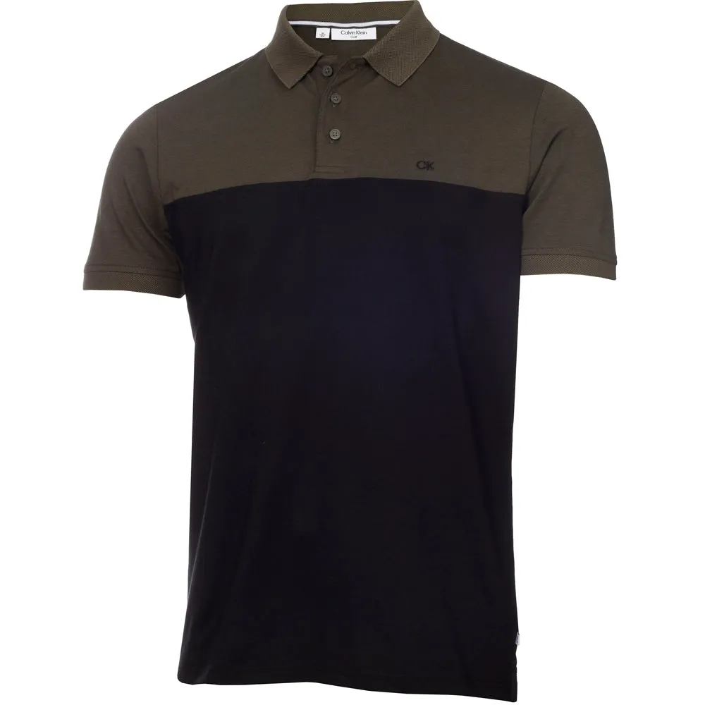 Define Your Own Way Calvin Klein Colour Block Polo Shirt - Olive Marl/Black