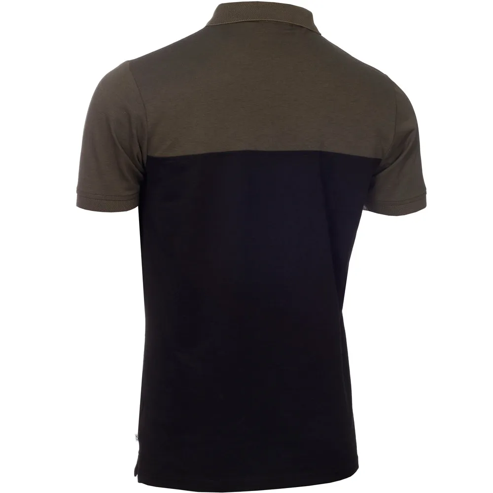 Calvin Klein Colour Block Polo Shirt - Olive Marl/Black Special Offer