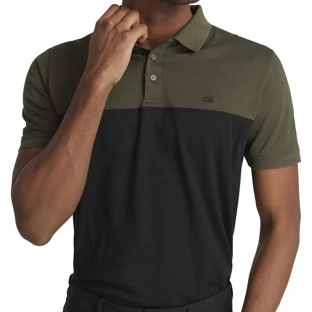 Calvin Klein Colour Block Polo Shirt - Olive Marl/Black Move Beyond Ordinary