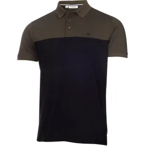 Define Your Own Way Calvin Klein Colour Block Polo Shirt - Olive Marl/Black