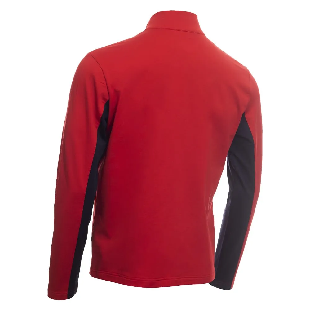 Calvin Klein Embossed Half Zip Insul-Lite Pullover - Red/Navy Confidence Starts Here