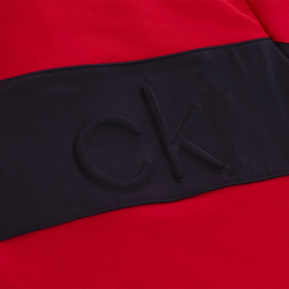 Calvin Klein Embossed Half Zip Insul-Lite Pullover - Red/Navy Autumn Sale Steal