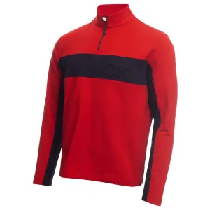 Step Out Boldly Calvin Klein Embossed Half Zip Insul-Lite Pullover - Red/Navy