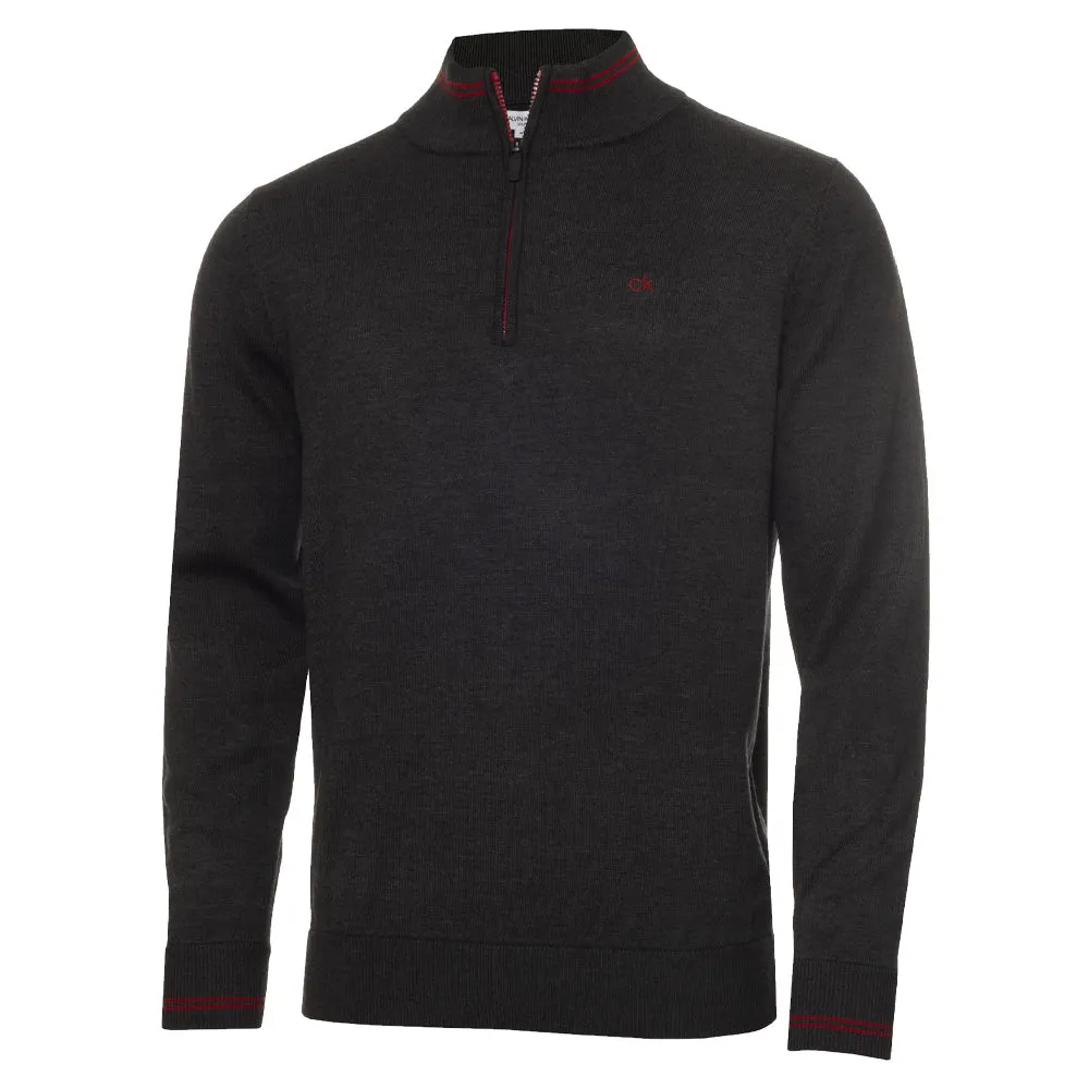 Calvin Klein Monaco Sweater - Charcoal Marl/Red Christmas Day Sale