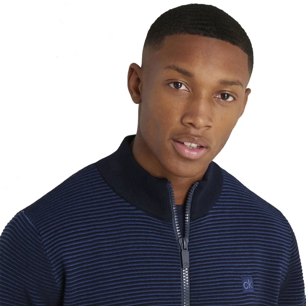 Calvin Klein Ottoman Full Zip Lined Sweater - Navy Built to Perform