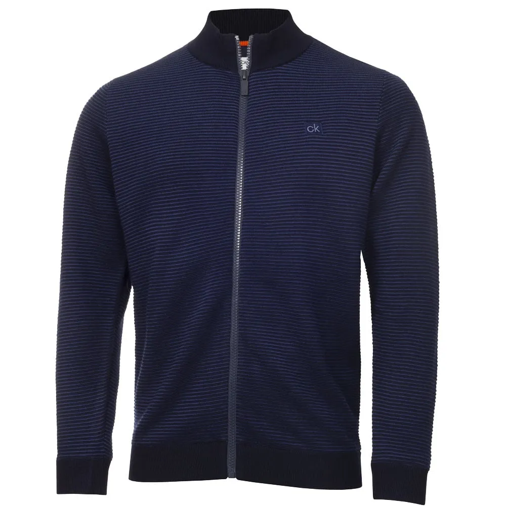 Unleash Your Power Great Value Calvin Klein Ottoman Full Zip Lined Sweater - Navy