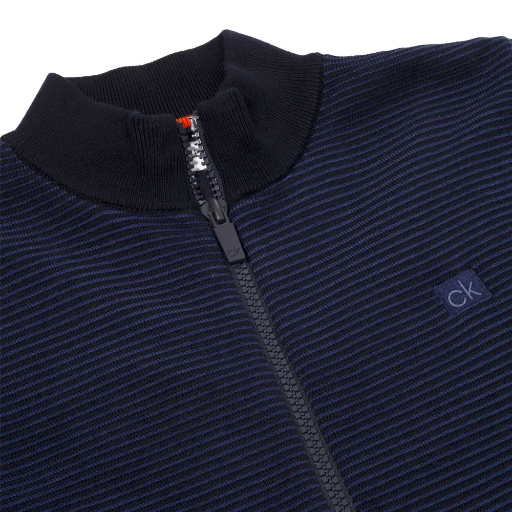 Calvin Klein Ottoman Full Zip Lined Sweater - Navy Rise Every Time Exclusive Deal