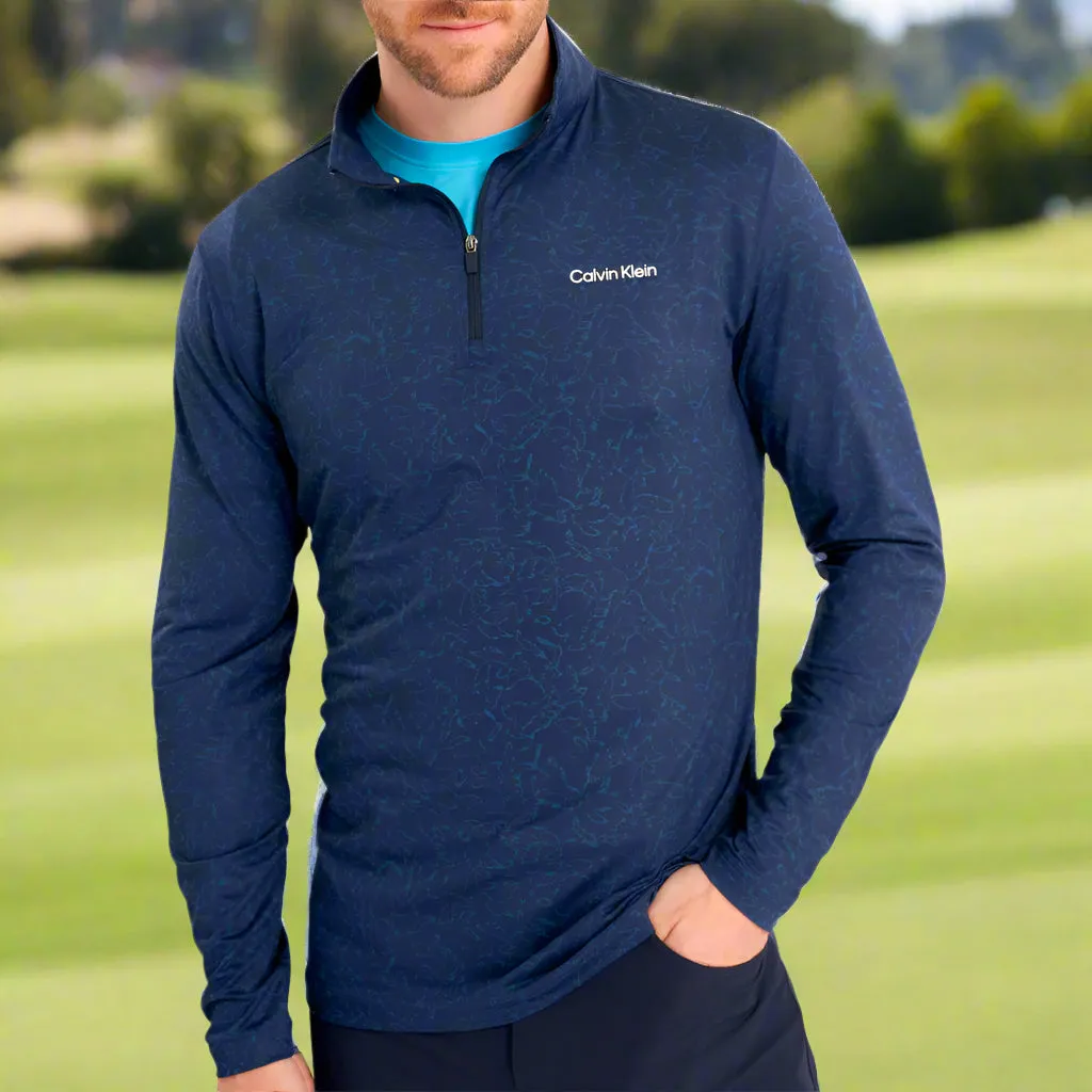Make a Statement Deal Of The Century Calvin Klein Printed Newport Half Zip Pullover - Navy