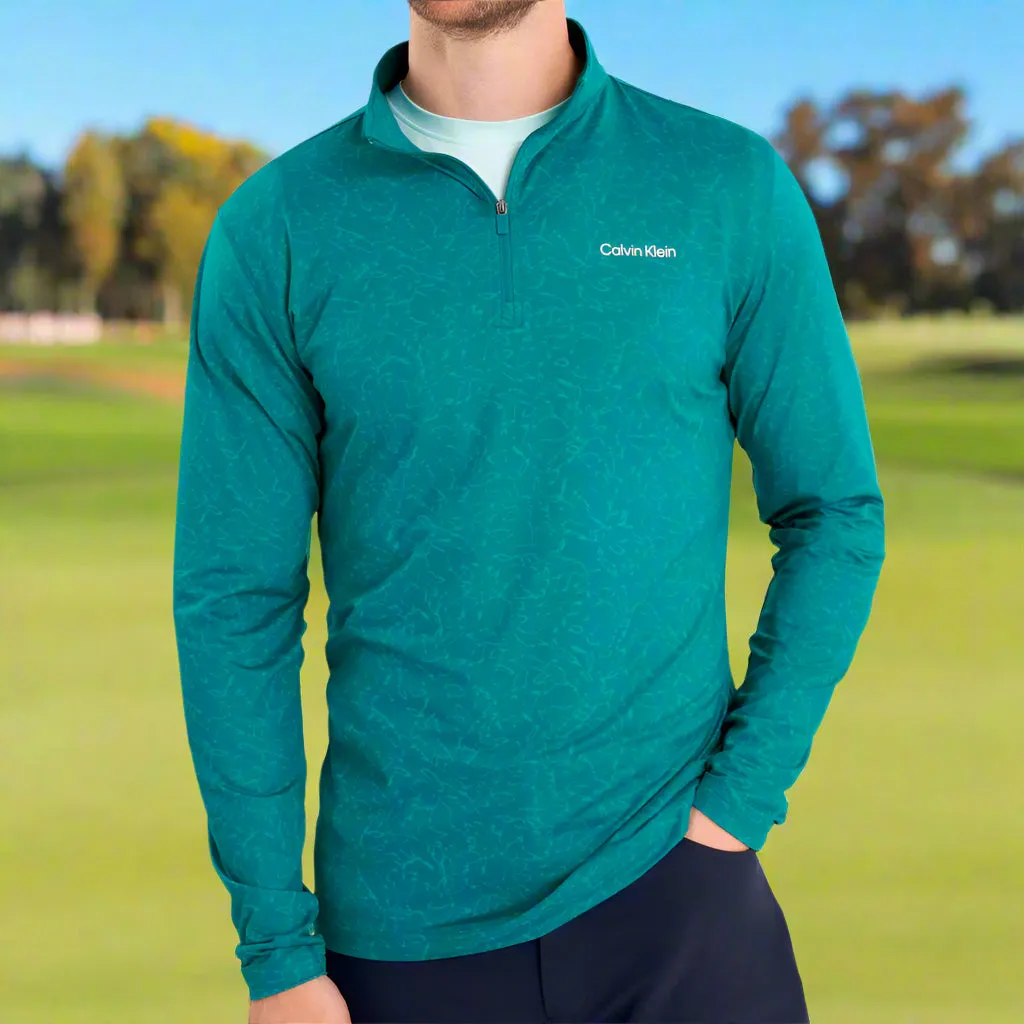 Performance Unleashed Calvin Klein Printed Newport Half Zip Pullover - Sea Green