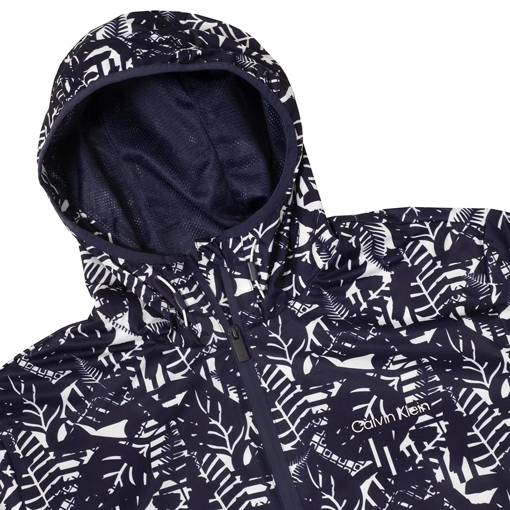 Calvin Klein Printed Windbreaker Jacket - White/Evening Blue Economical