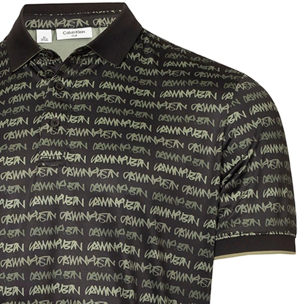 Made to Move Calvin Klein Signature Polo Shirt - Black/Cameo Green