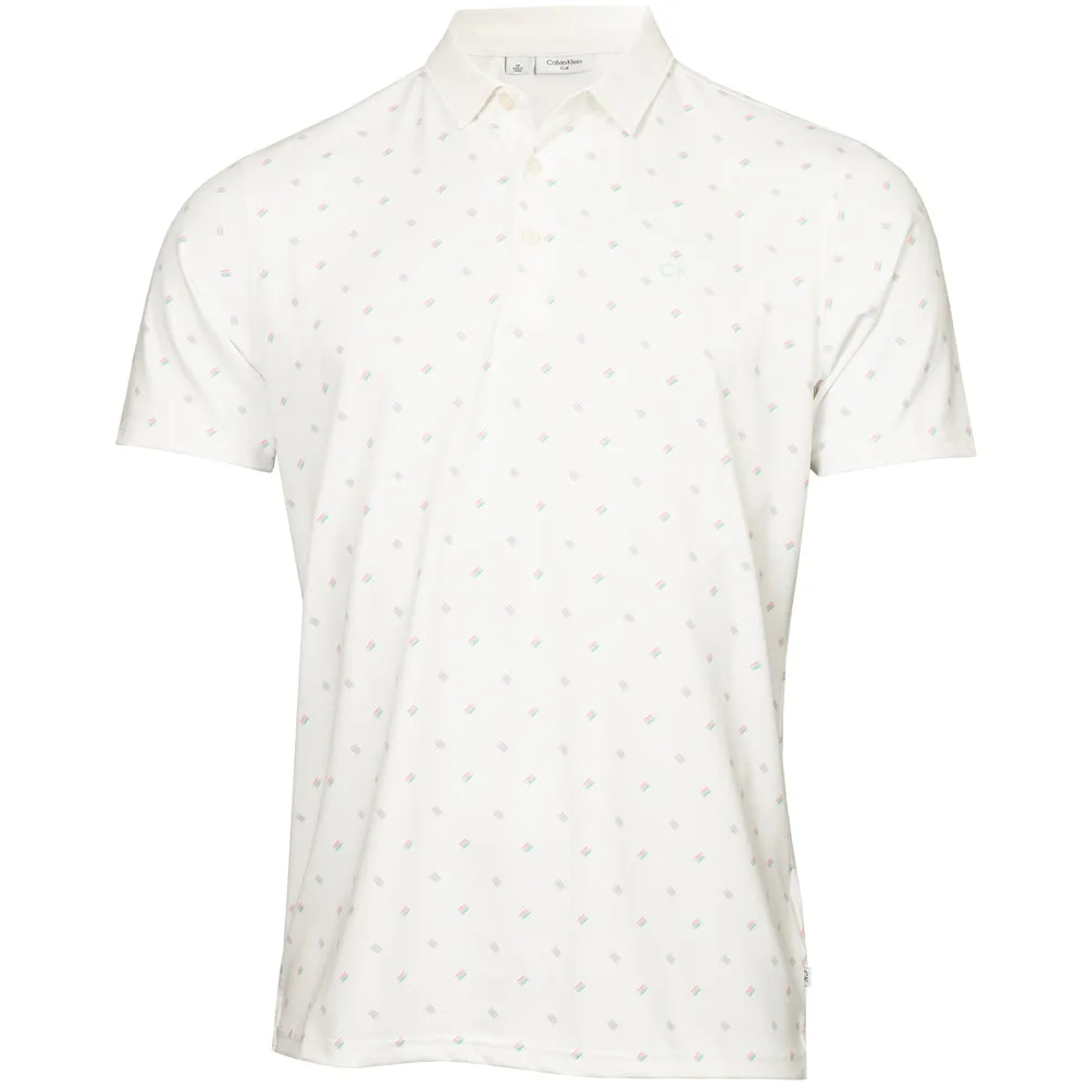 Calvin Klein Treble Strike Print Polo Shirt - White Walk Loud