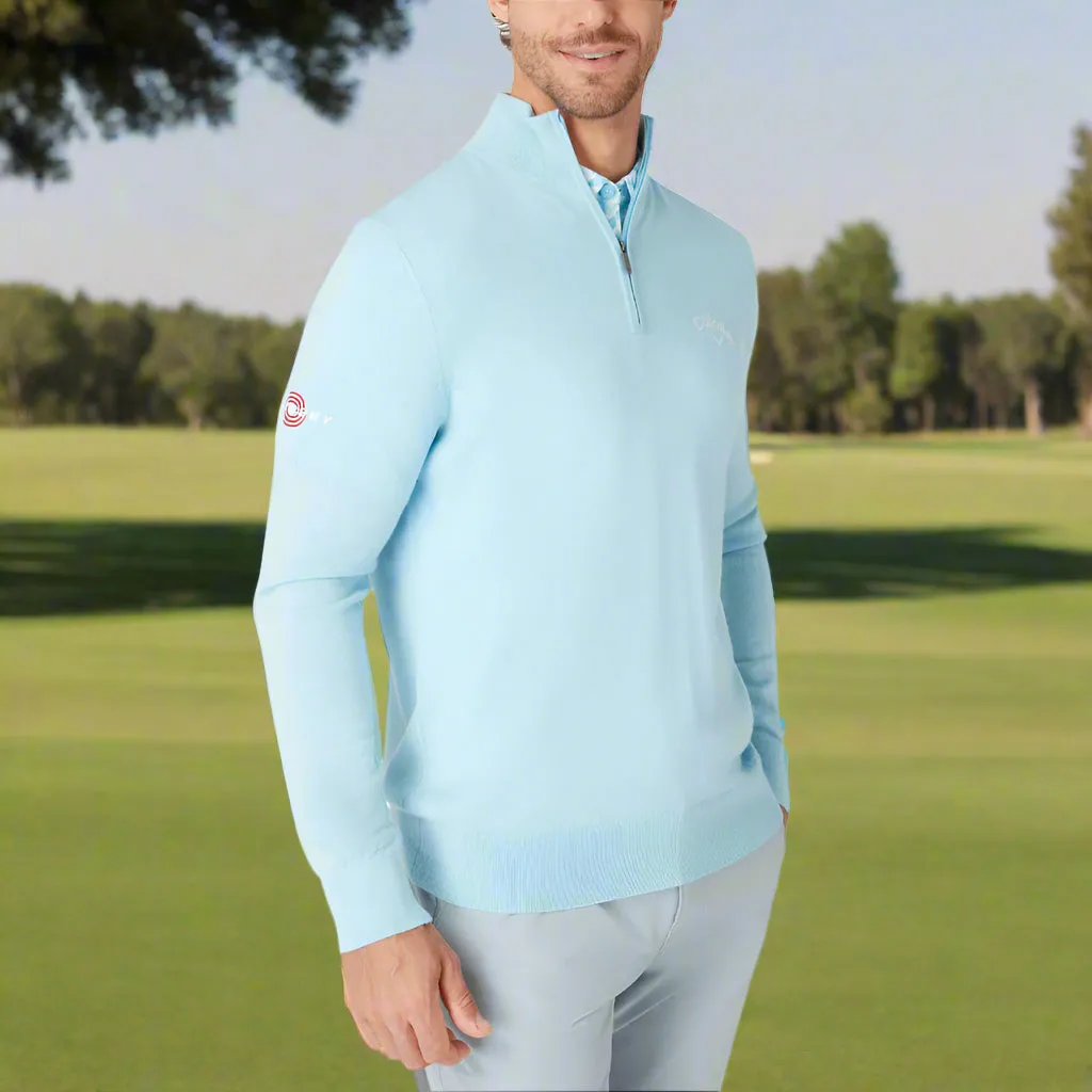 Bring the Heat Callaway 1/4 Blended Merino Sweater - Arctic Paradise