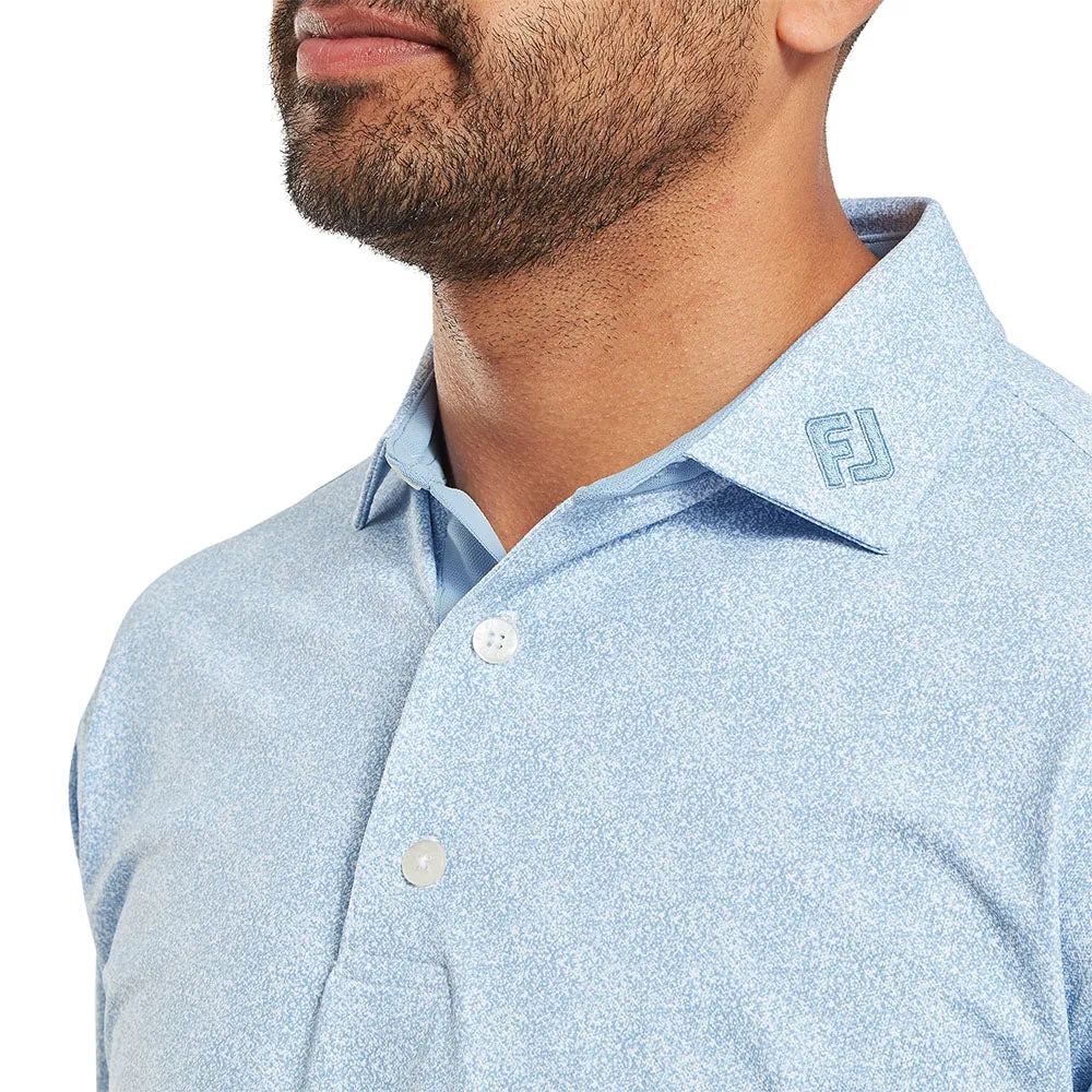 Footjoy Speckle Print Pique Polo Shirt - Blue Jay/White Designed to Dominate