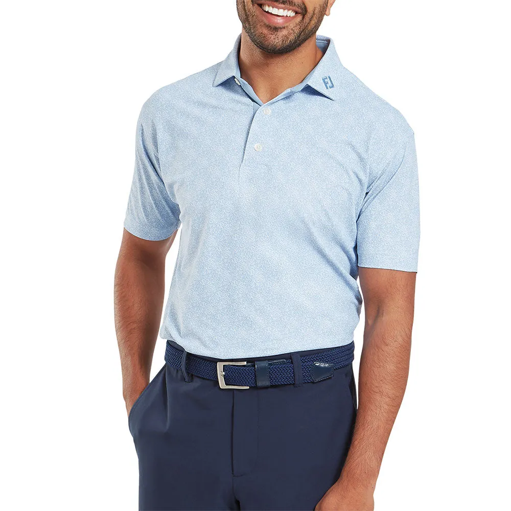 Footjoy Speckle Print Pique Polo Shirt - Blue Jay/White Stride with Confidence