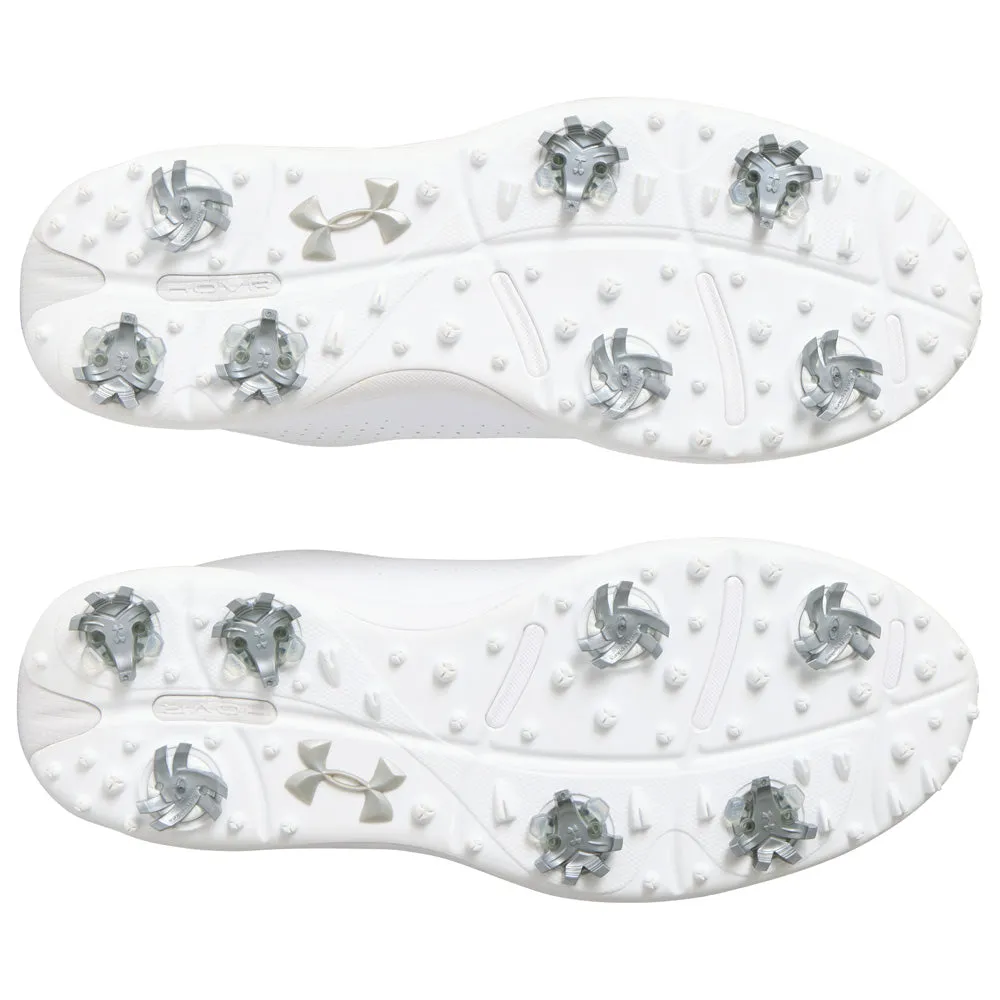 Under Armour Drive Fade Spiked Waterproof Shoes - White/White/Metallic Silver Lead with Style