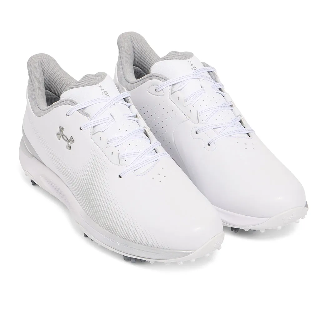 Under Armour Drive Fade Spiked Waterproof Shoes - White/White/Metallic Silver Walk Loud