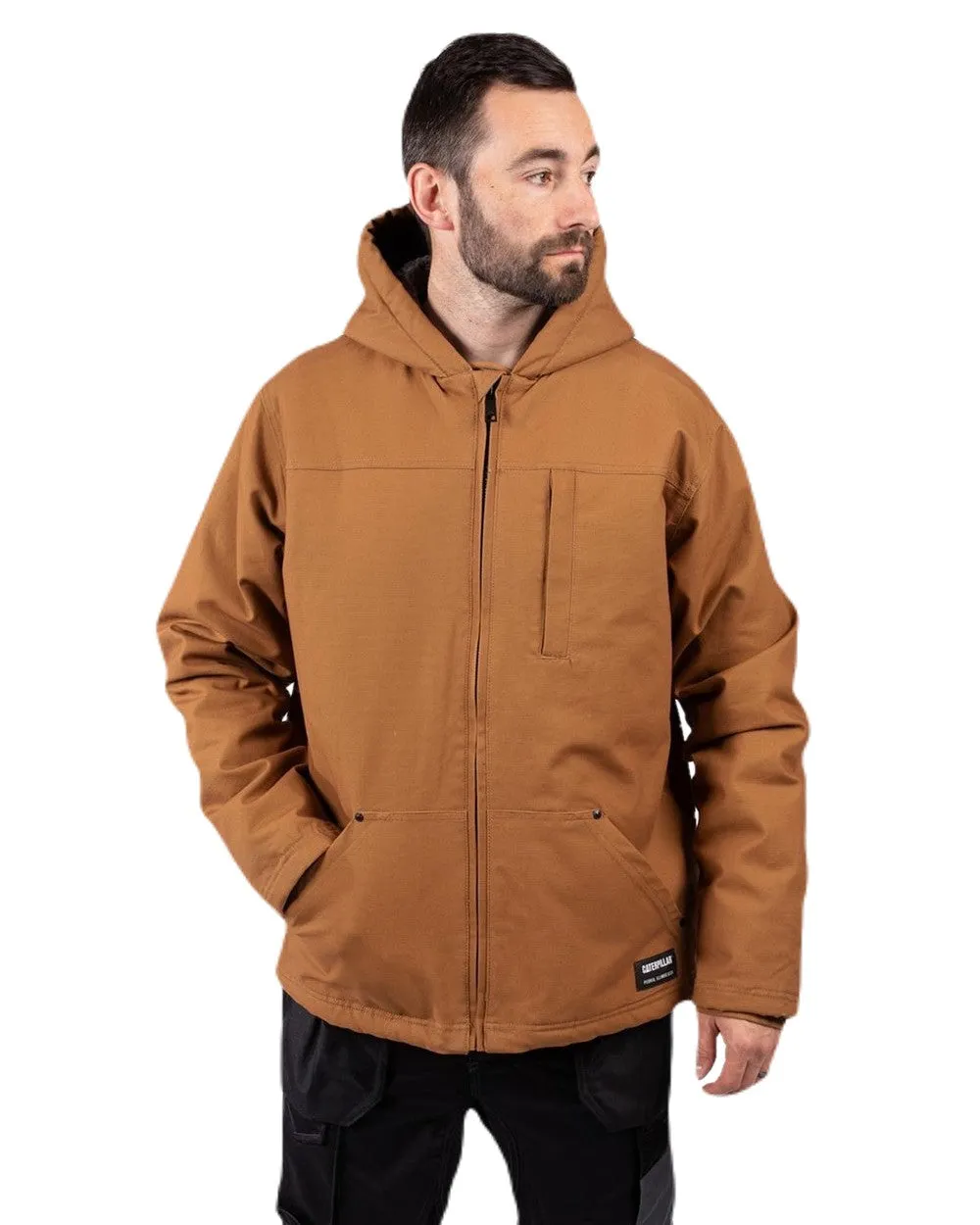Caterpillar Mens Hooded Sherpa Lined Jacket Dog Walking Waterproof Jackets
