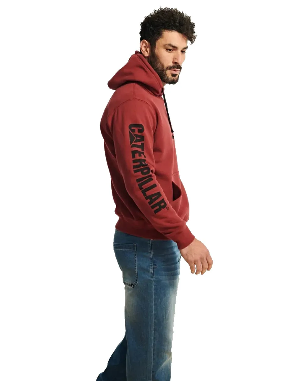Caterpillar Trademark Banner Hooded Sweatshirt Warm Sweatshirts for Men