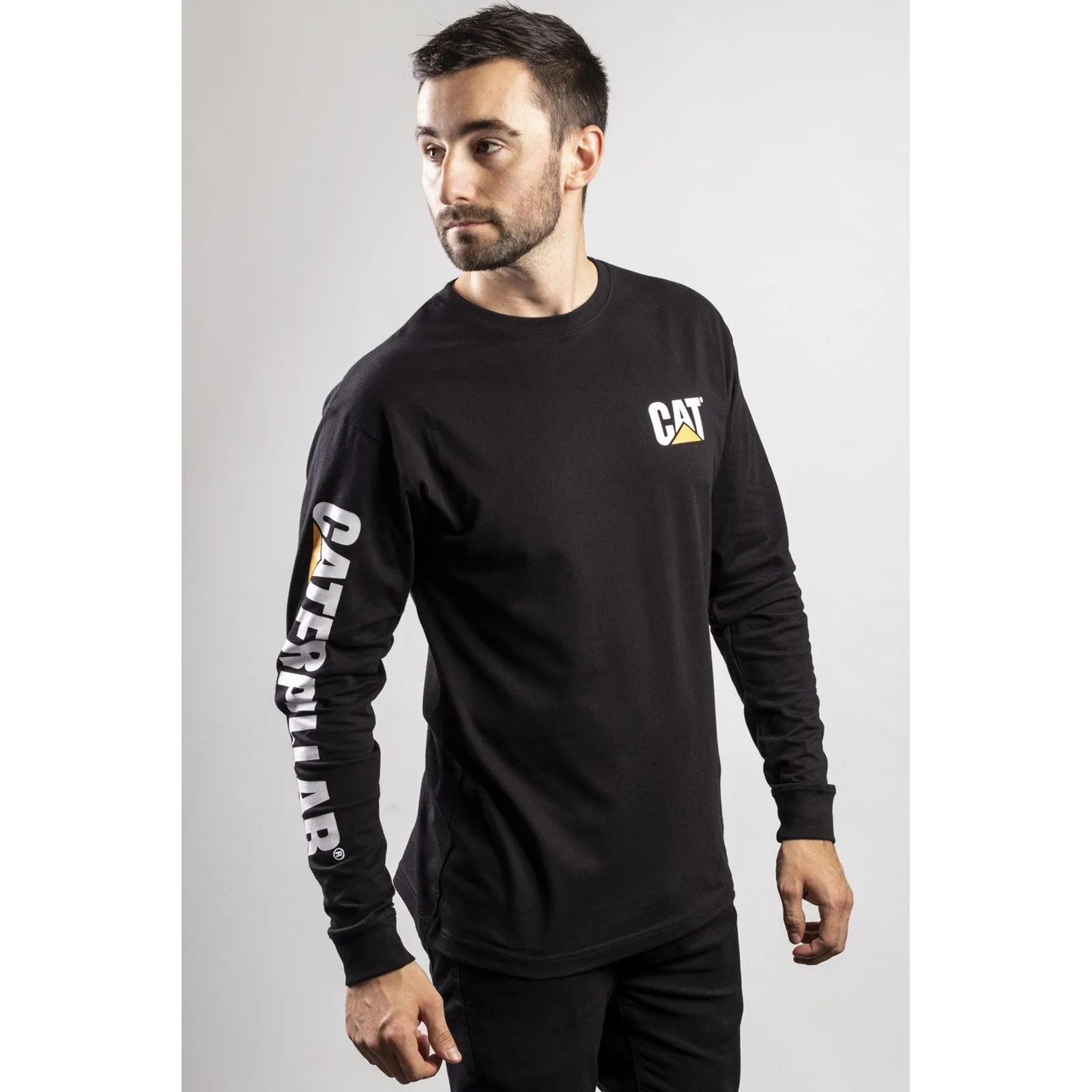 Caterpillar Trademark Banner Long Sleeve T Shirt Warm Sweatshirts for Men