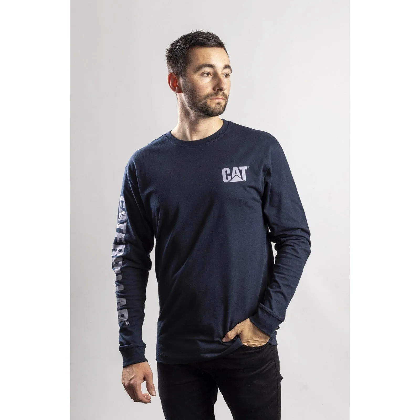 Caterpillar Trademark Banner Long Sleeve T Shirt Warm Sweatshirts for Men