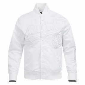 CHAMARRA DE SATN MLB NEW YORK METS WHITE OUT