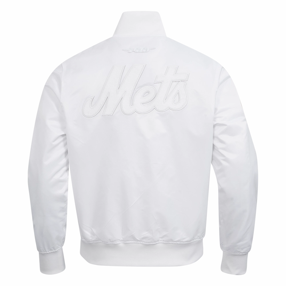 CHAMARRA DE SATN MLB NEW YORK METS WHITE OUT