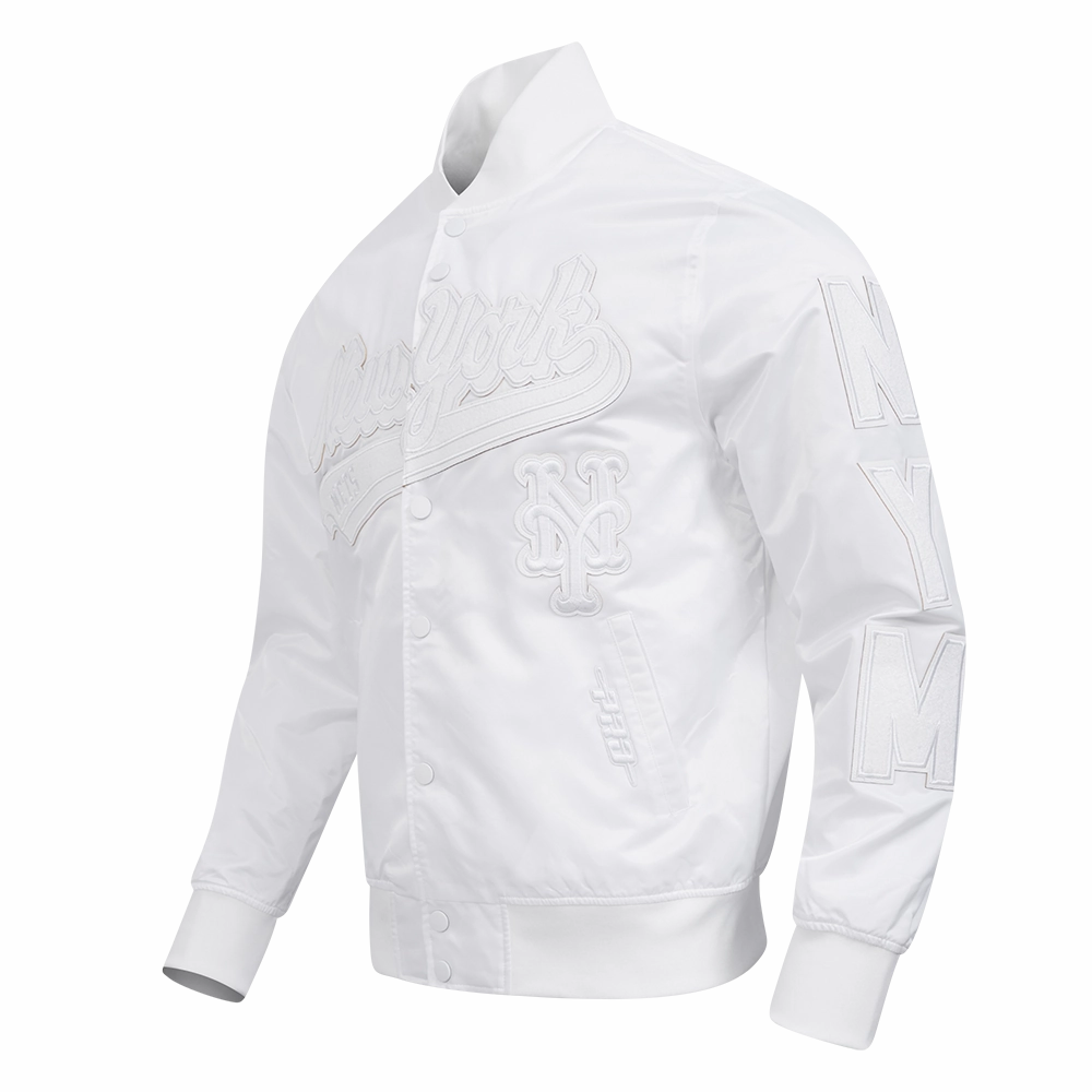 CHAMARRA DE SATN MLB NEW YORK METS WHITE OUT