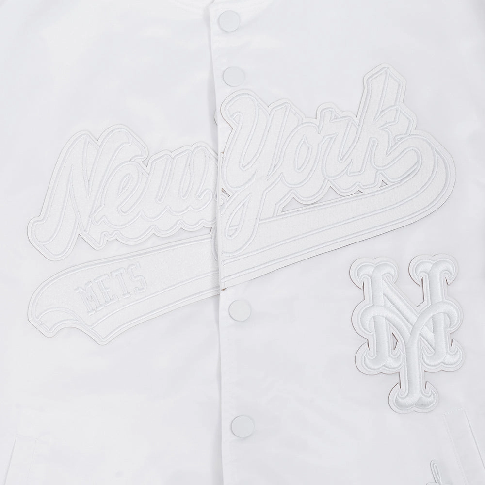 CHAMARRA DE SATN MLB NEW YORK METS WHITE OUT