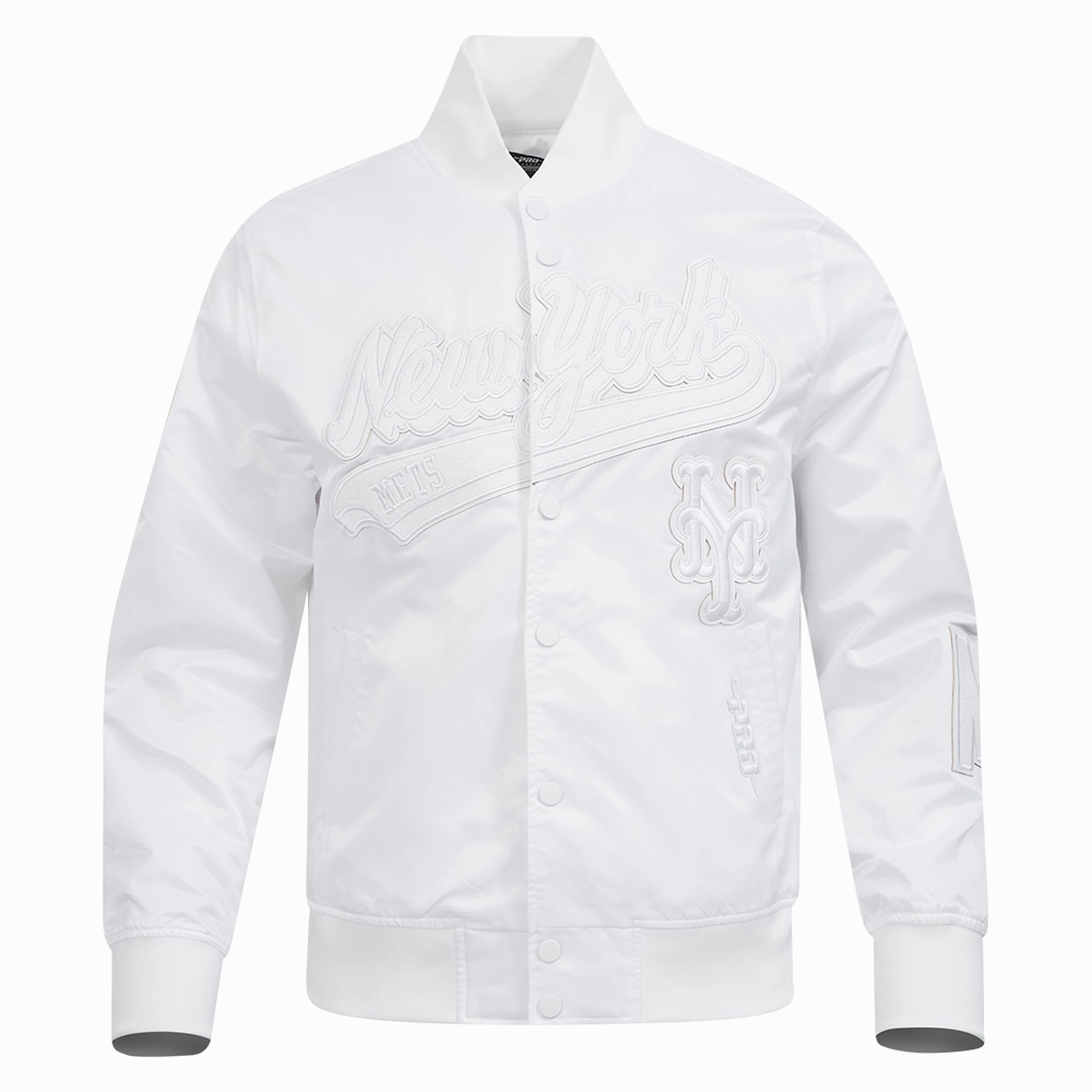 CHAMARRA DE SATN MLB NEW YORK METS WHITE OUT