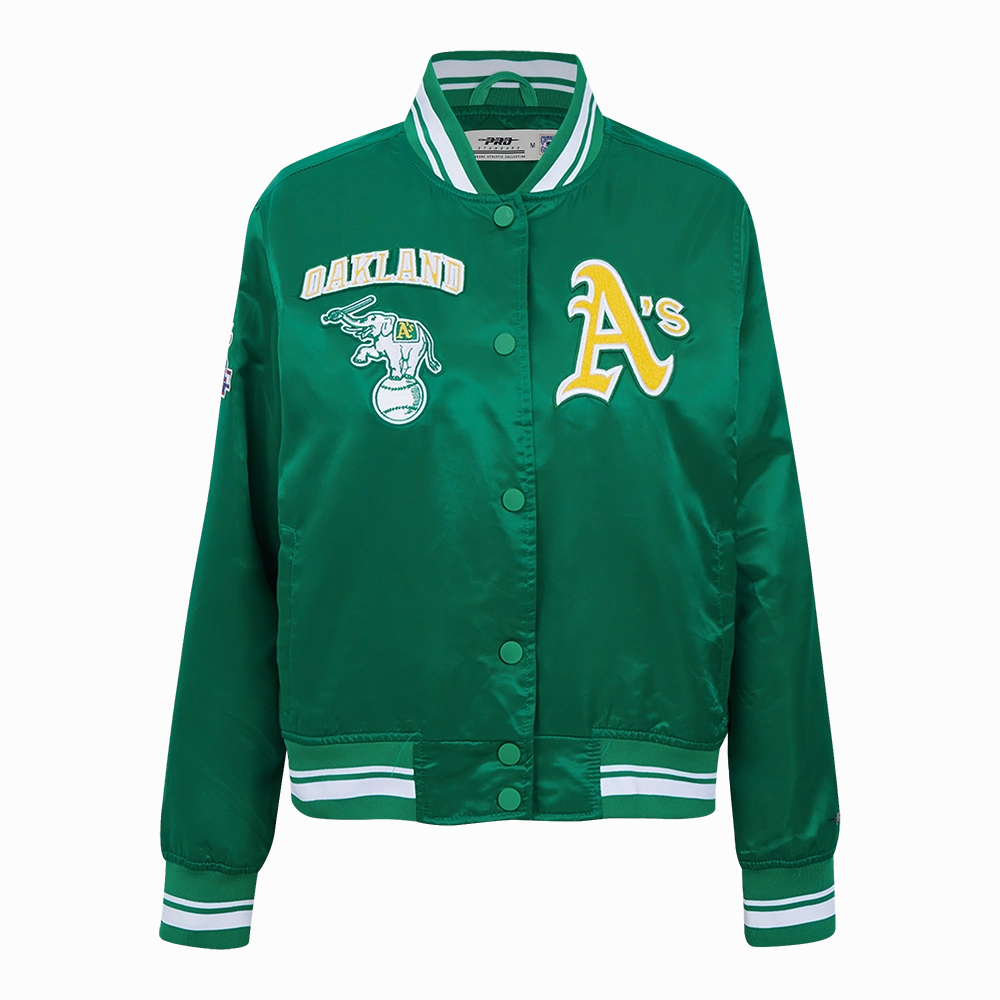 CHAMARRA DE SATN MLB OAKLAND ATHLETICS RETRO CLASSICS PARA MUJER
