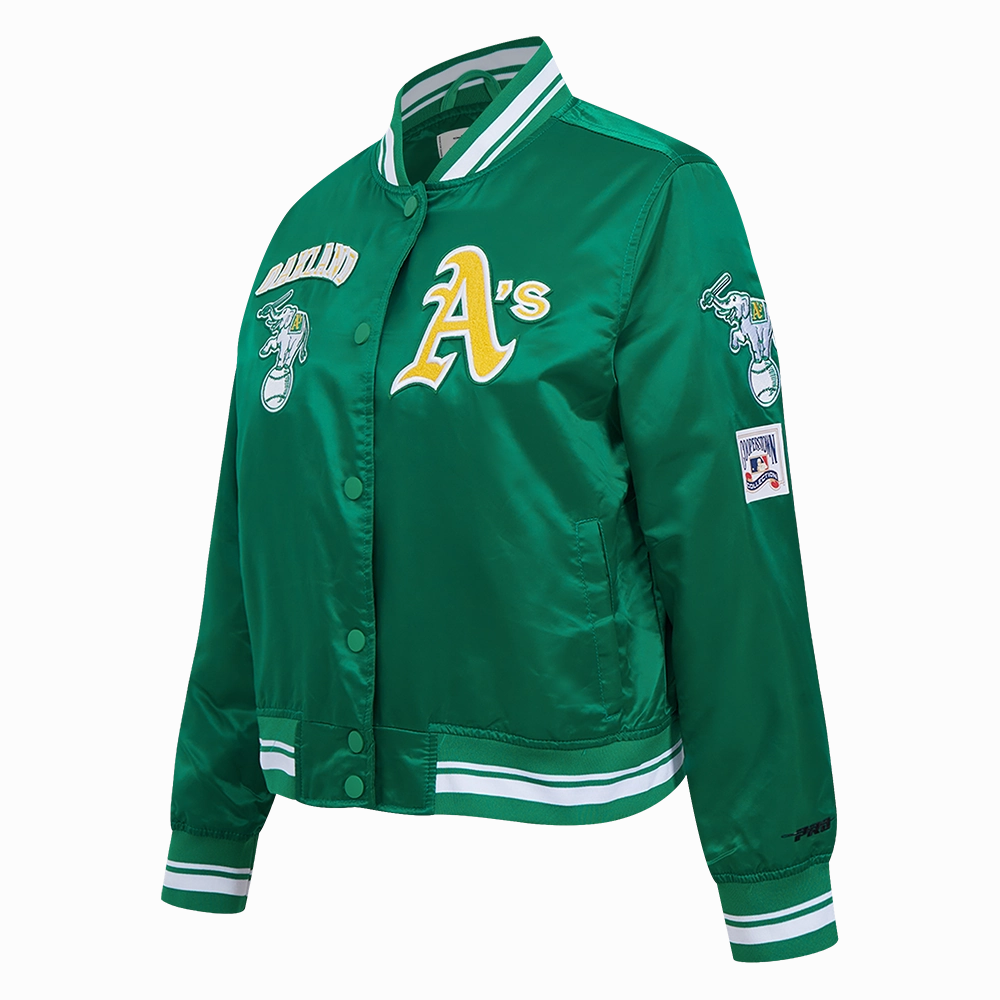 CHAMARRA DE SATN MLB OAKLAND ATHLETICS RETRO CLASSICS PARA MUJER