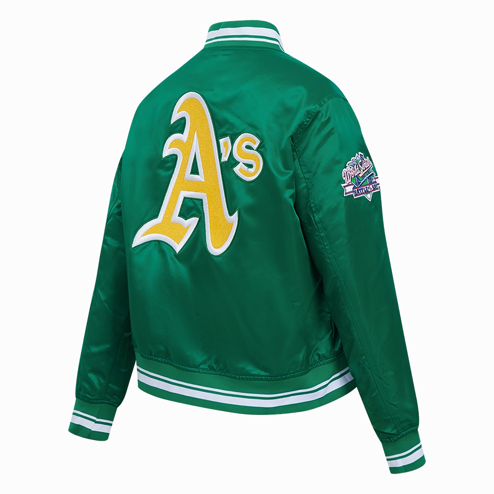 CHAMARRA DE SATN MLB OAKLAND ATHLETICS RETRO CLASSICS PARA MUJER