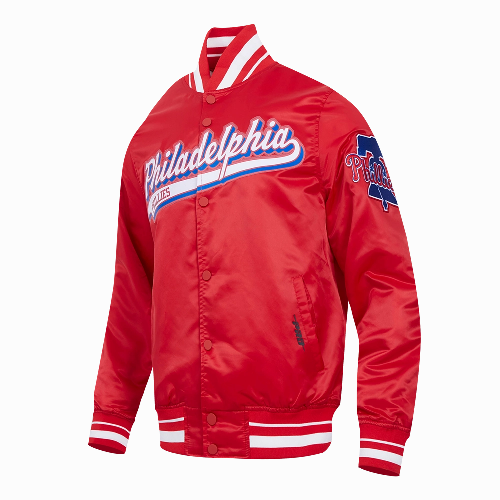 CHAMARRA DE SATN MLB PHILADELPHIA PHILLIES SCRIPT TAIL