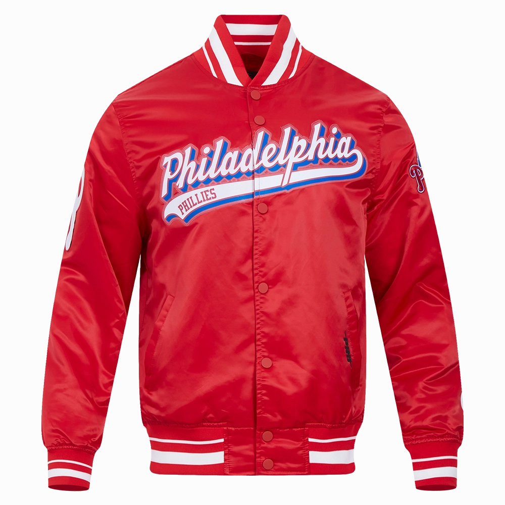 CHAMARRA DE SATN MLB PHILADELPHIA PHILLIES SCRIPT TAIL