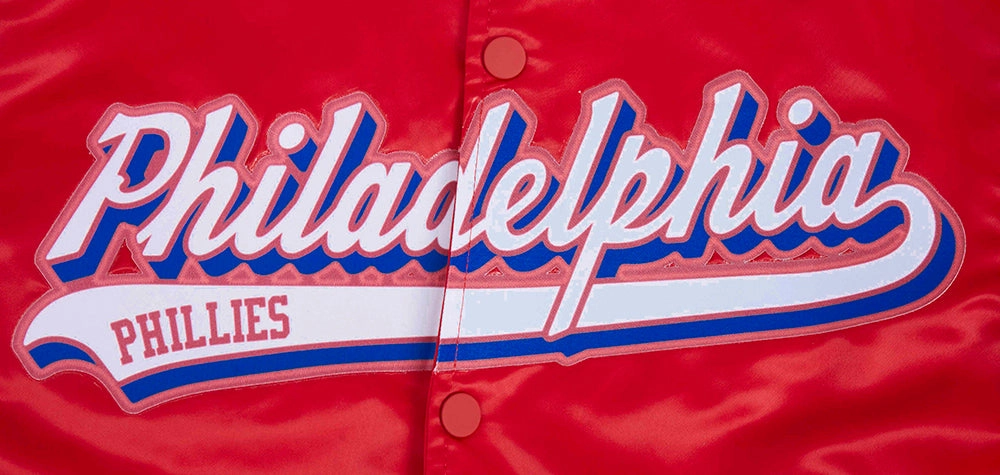 CHAMARRA DE SATN MLB PHILADELPHIA PHILLIES SCRIPT TAIL