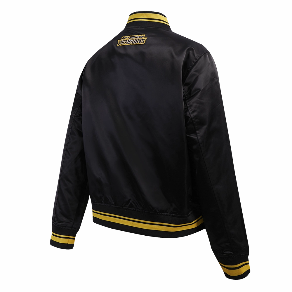 CHAMARRA DE SATN NHL PITTSBURGH PENGUINS SCRIPT TAIL PARA MUJER