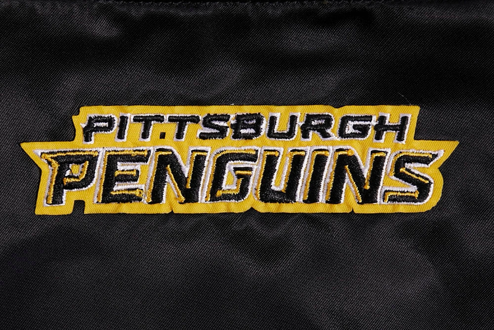 CHAMARRA DE SATN NHL PITTSBURGH PENGUINS SCRIPT TAIL PARA MUJER