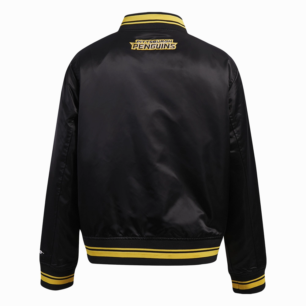 CHAMARRA DE SATN NHL PITTSBURGH PENGUINS SCRIPT TAIL PARA MUJER