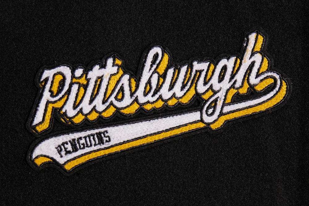 CHAMARRA UNIVERSITARIA NHL PITTSBURGH PENGUINS SCRIPT TAIL PARA MUJER