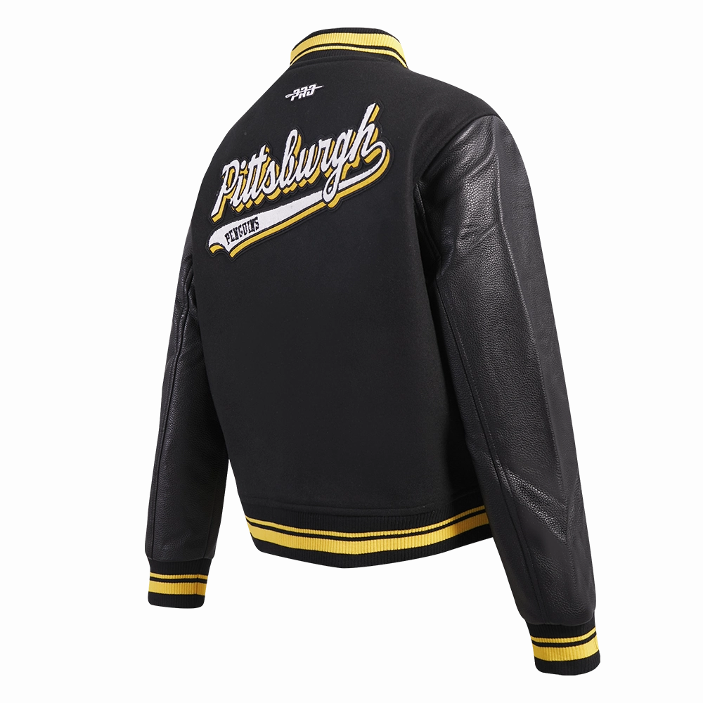 CHAMARRA UNIVERSITARIA NHL PITTSBURGH PENGUINS SCRIPT TAIL PARA MUJER